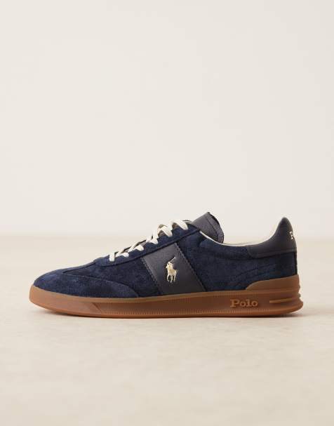 Polo Ralph Lauren - Hester - Sneakers van suède en canvas in wit en marineblauw - view 1