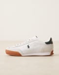 [Polo Ralph Lauren] Polo Ralph Lauren Hester suede & canvas sneakers in white and green 41 WHITE/COLLEGE GREEN