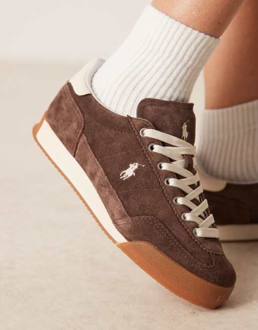 Polo Ralph Lauren - Hester - Suède sneakers in bruin, 4 van 5