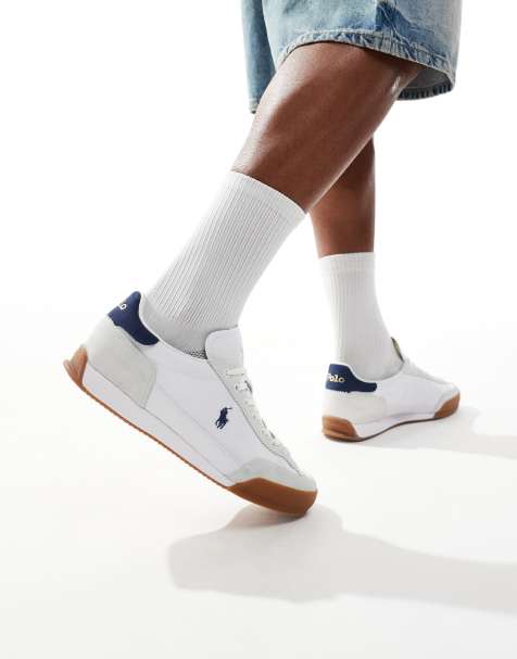 Polo Ralph Lauren Hester trainer in white with navy back tab and logo - view 1