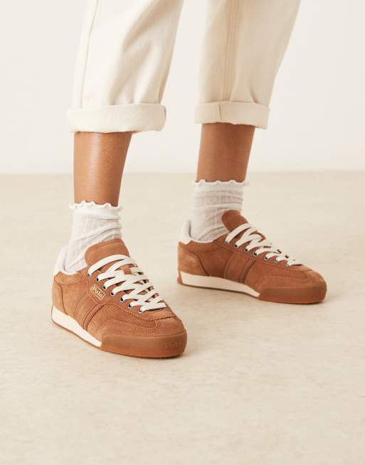 Polo Ralph Lauren hester trainer with logo in brown ASOS