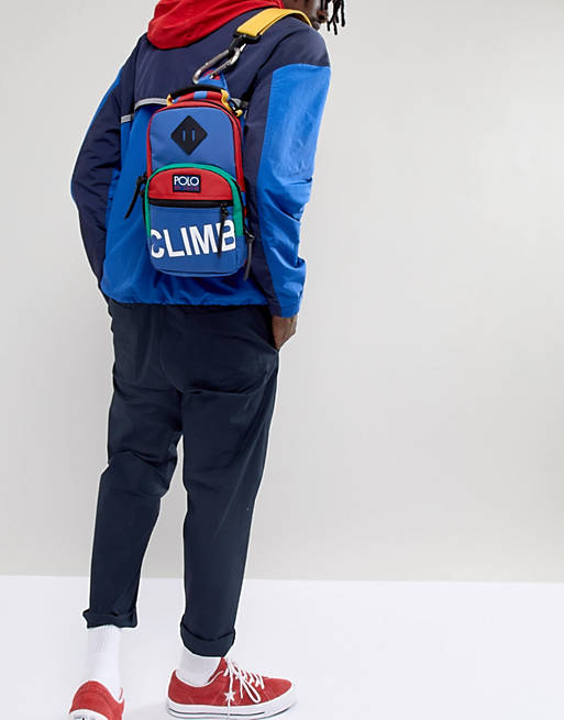 Polo Ralph Lauren Hi Tech Capsule nylon sling cross-body bag in blue multi
