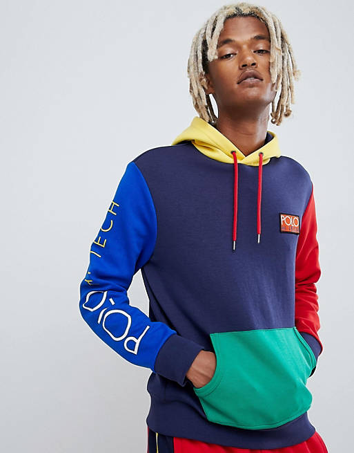 Polo Ralph Lauren Hi Tech Capsule sleeve logo colour block hoodie in ...