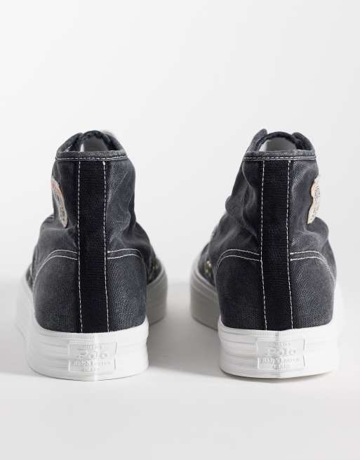 Polo Ralph Lauren high top trainers in black, 2 of 5