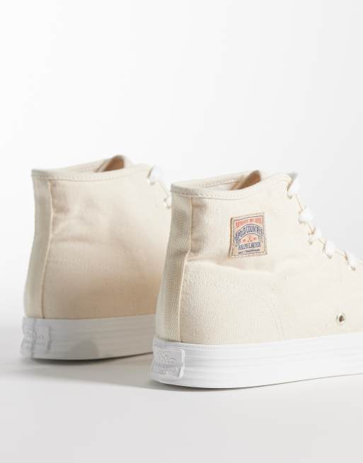 Polo Ralph Lauren high top trainers in cream, 2 of 5