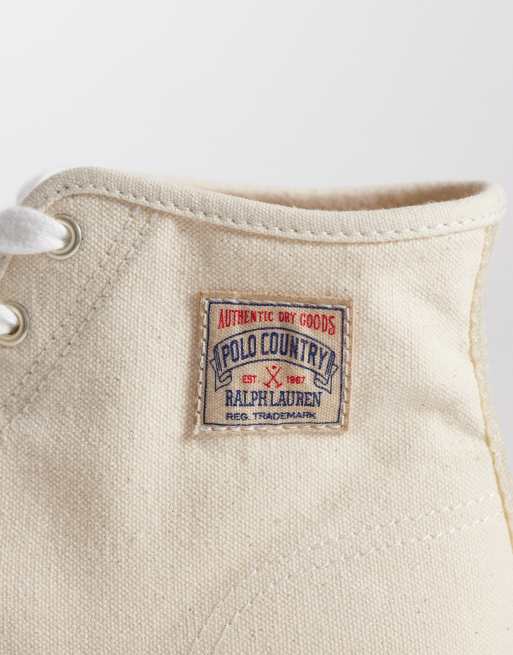 Polo Ralph Lauren high top trainers in cream, 4 of 5