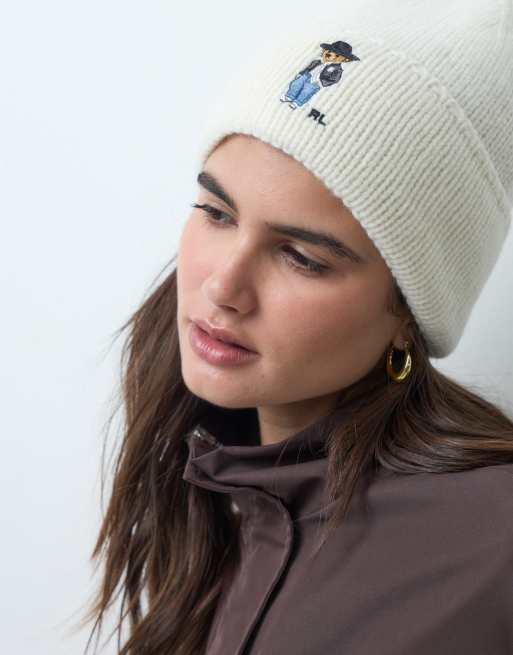 Polo Ralph Lauren holiday bear print beanie in cream, 3 of 3