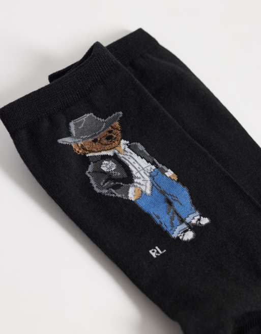 Polo Ralph Lauren holiday  bear print crew socks in black, 2 of 3