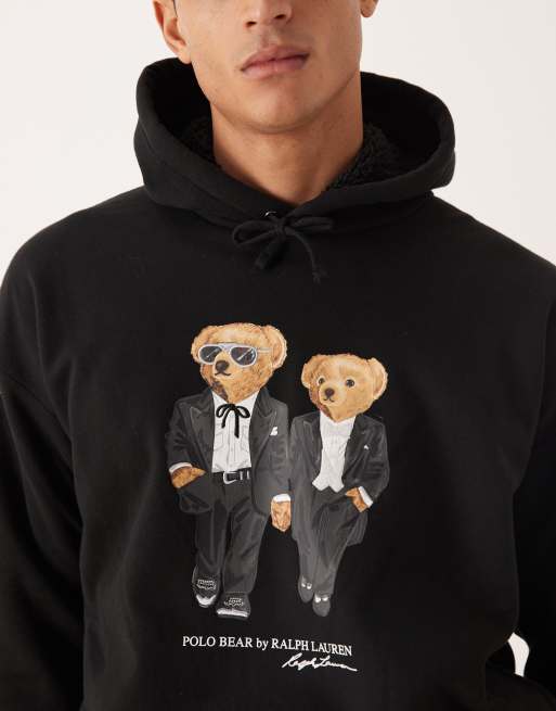 Polo Ralph Lauren - Holiday Bear - Sort afslappet hættetrøje med print , 5 af 5