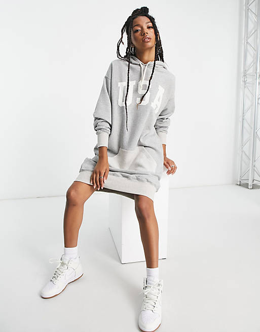 Polo Ralph Lauren hooded jersey dress in gray | ASOS