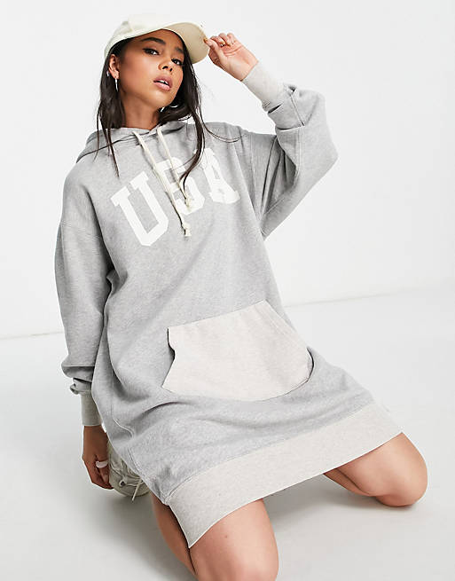Polo Ralph Lauren hooded jersey dress in grey | ASOS