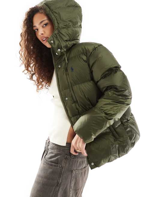 Olive green bubble jacket online