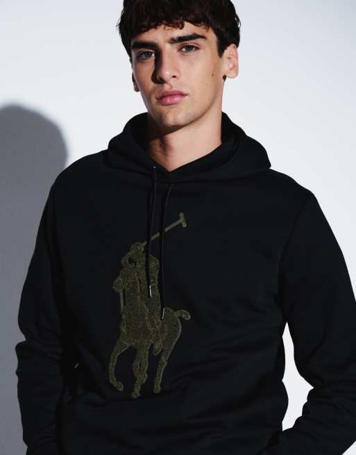 Polo Ralph Lauren hoodie en maille double noir, 3 de 5