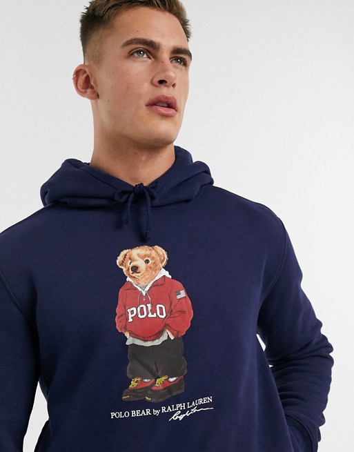 Polo Ralph Lauren hoodie in navy with bear logo