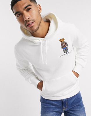 white polo hoodie with bear