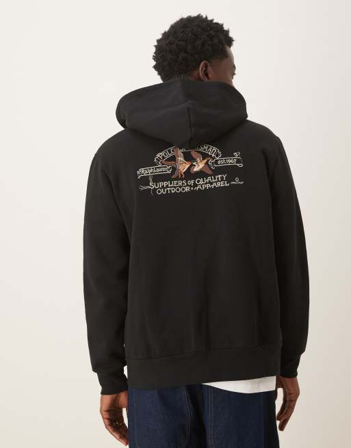 Polo Ralph Lauren - Hoodie met rits en print op de achterkant in zwart