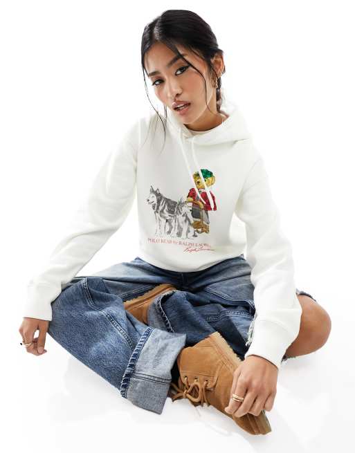 Polo Ralph Lauren - Hoodie met vakantie-beerprint in gemêleerd grijs