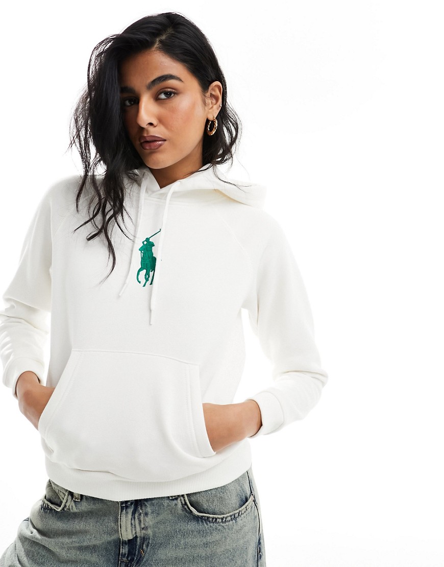 Polo Ralph Lauren Embroidered-logo Jersey Hoodie In White