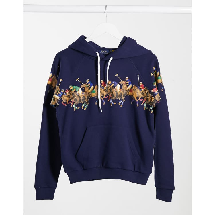 Polo Ralph Lauren horse hooded sweatshirt in blue | ASOS