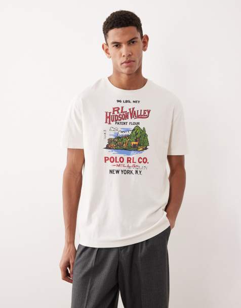 Polo Ralph Lauren Hudson Valley print custom fit t-shirt in off white