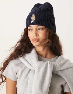 Polo Ralph Lauren - Hut mit hohem Wollanteil in Marineblau mit Polo-Bear-Logo