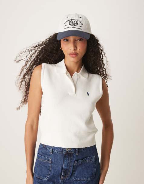 Polo Ralph Lauren - Hvid cropped ærmeløs poloskjorte med logoikon - view 1