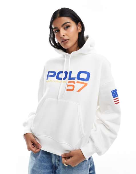 Polo Ralph Lauren - Hvid hættetrøje med sportsprint - view 1