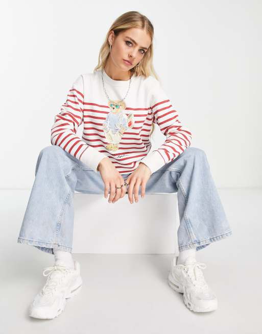 Polo Ralph Lauren - Hvid langærmet top med striber og bjørneprint, 2 af 4