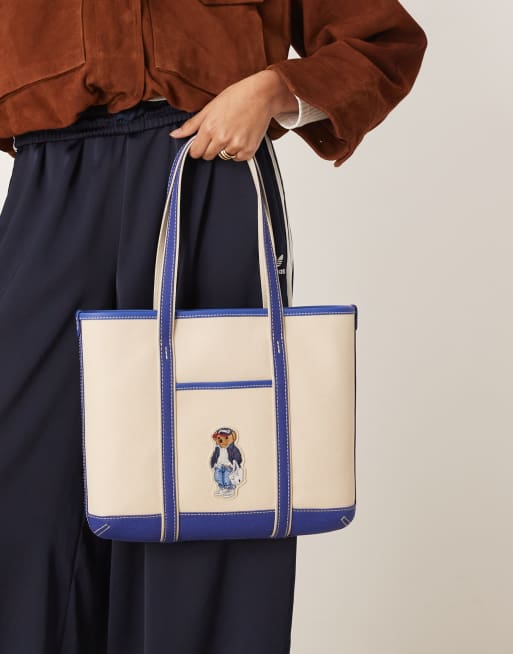 Polo Ralph Lauren - Hvid og blå mini-totebag med bamse, 3 af 4