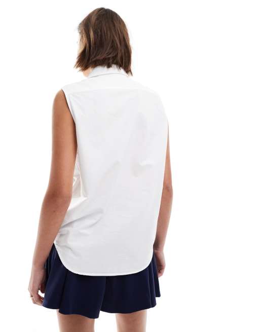Polo Ralph Lauren - Hvid ærmeløs skjorte med logo, 3 af 4