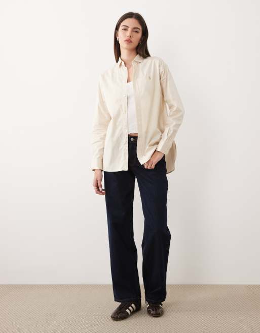 Polo Ralph Lauren - Hvid stribet bluse med afslappet pasform i bomuld, 2 af 4