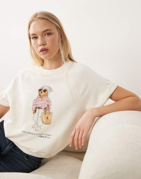 Polo Ralph Lauren - Hvid strikket sweatshirt med bjørnemotiv på brystet - view 1