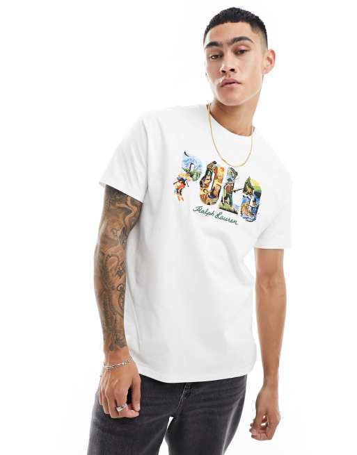 Polo Ralph Lauren - Hvid T-shirt med blomstret logoprint og klassisk og oversized pasform, 2 af 4