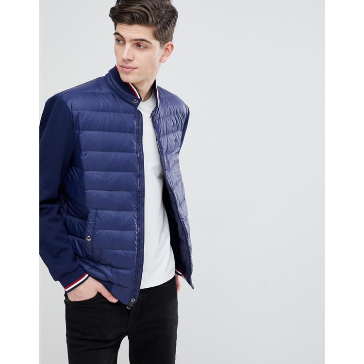 Polo Ralph Lauren Hybrid Down Bomber Jacket With Stripe Tipping in Navy |  ASOS