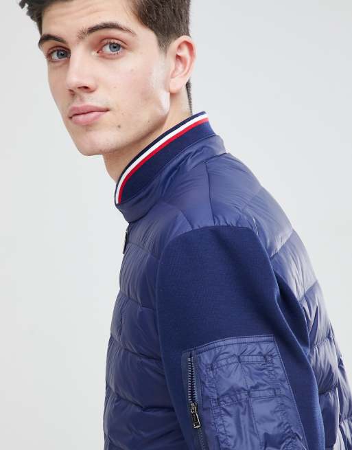 Polo Ralph Lauren Hybrid Down Bomber Jacket With Stripe Tipping in Navy |  ASOS