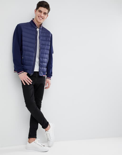 Polo Ralph Lauren Hybrid Down Bomber Jacket With Stripe Tipping in Navy |  ASOS