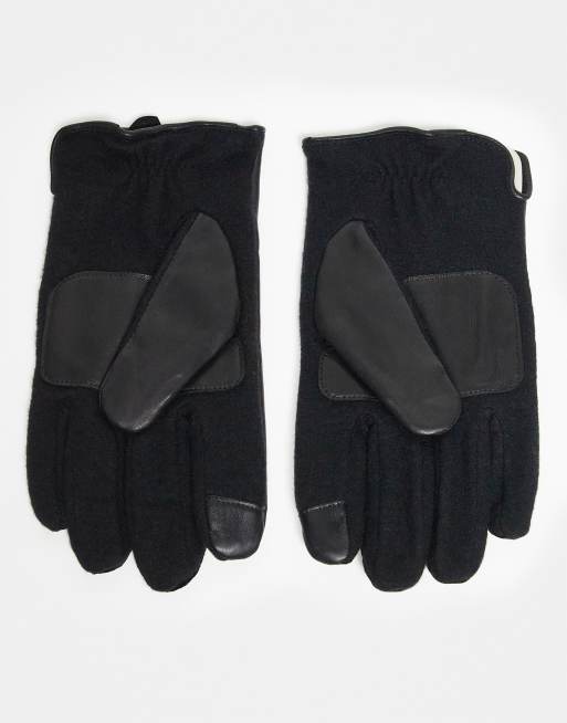 Polo Ralph Lauren hybrid leather gloves in black ASOS