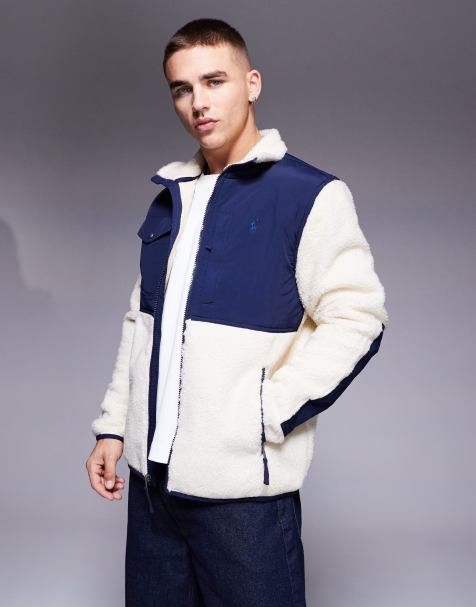Polo Ralph Lauren - Hybride jack van sherpa borg met icoonlogo in crème/marineblauw - view 1