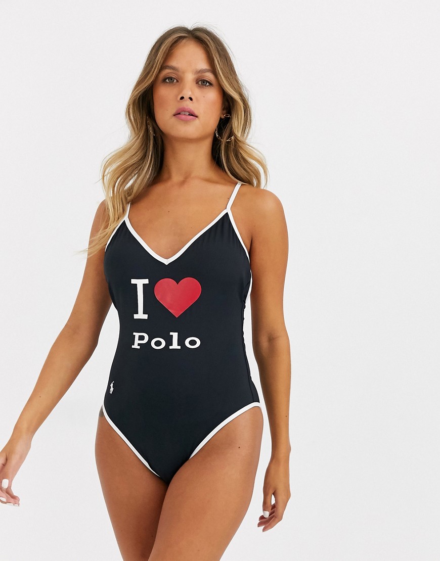 Polo Ralph Lauren I Heart Polo Swimsuit-Black