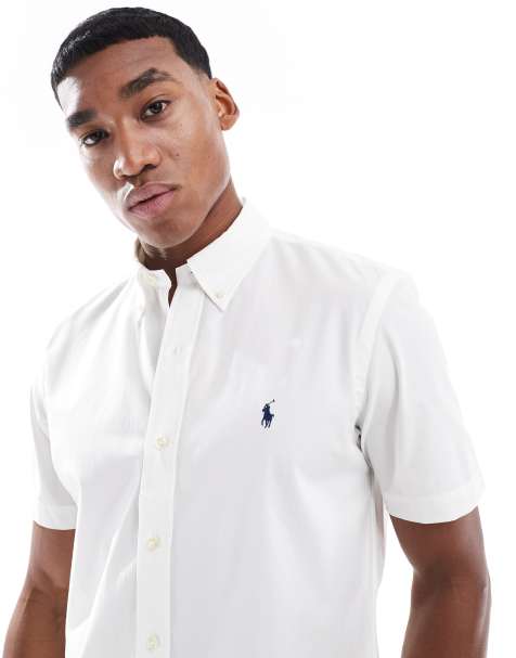 Polo Ralph Lauren - Icon - Camicia custom fit bianca in popeline a maniche corte con logo - view 1