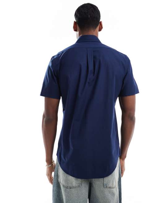Polo Ralph Lauren - Icon - Camicia custom fit blu navy in popeline a maniche corte con logo, 2 di 4