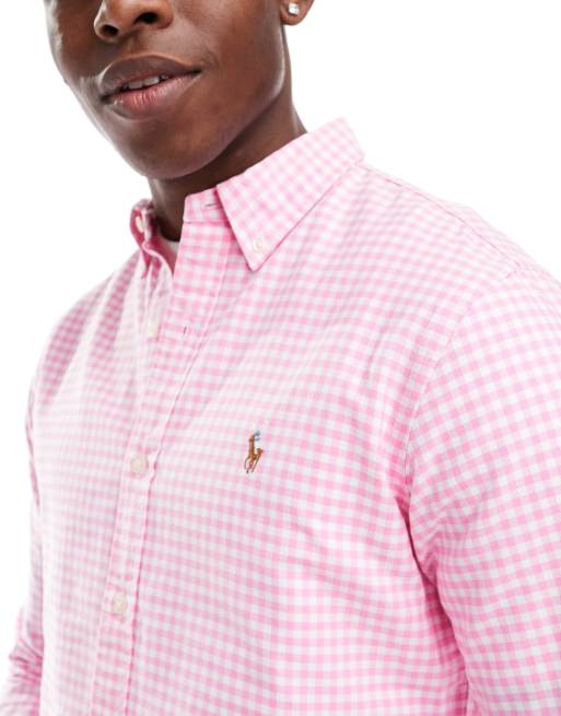 Polo Ralph Lauren - Icon - Camicia Oxford rosa e bianca a righe slim fit con logo, 3 di 4
