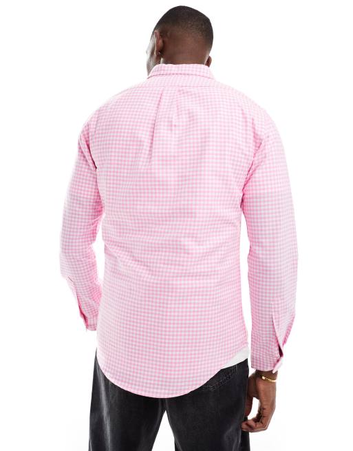 Polo Ralph Lauren - Icon - Camicia Oxford rosa e bianca a righe slim fit con logo, 4 di 4