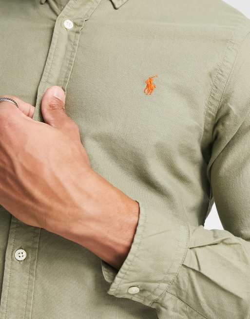 Polo Ralph Lauren - Icon - Camicia Oxford slim fit verde scuro sovratinto con logo e bottoni, 3 di 4