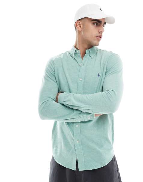 Polo Ralph Lauren - Icon - Camicia piqué verde mélange con logo - view 1
