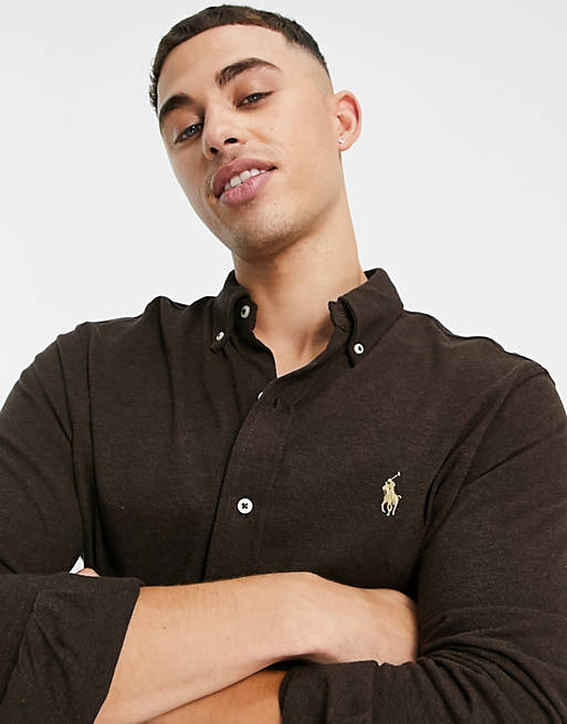 Uomo Abbigliamento da T-shirt da Polo Polo con ricamo da Uomo di Polo Ralph Lauren in Marrone 