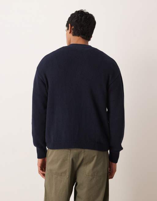 Polo Ralph Lauren - Icon - Cardigan comodo blu navy in cotone con logo, 4 di 5