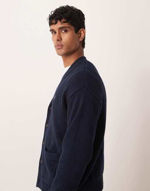 Polo Ralph Lauren - Icon - Cardigan comodo blu navy in cotone con logo, 5 di 5