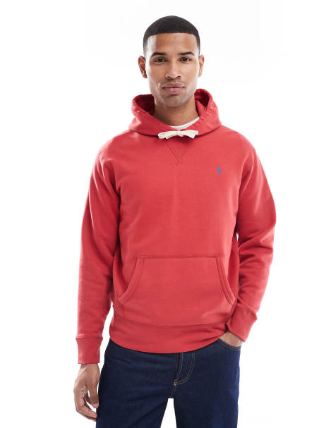 Polo Ralph Lauren - Icon - Felpa con cappuccio rosso slavato in pile con logo - view 1