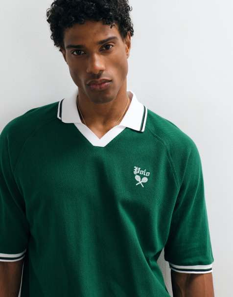 Polo Ralph Lauren icon knit relaxed-fit poloshirt met korte mouwen in groen - view 1